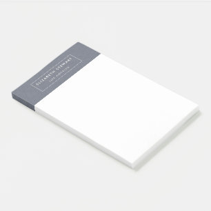 Modern minimalist blaue Leinen- und Elfenbein- 10" Post-it Klebezettel