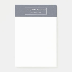 Modern minimalist blaues Leinen und Elfenbein 4" x Post-it Klebezettel