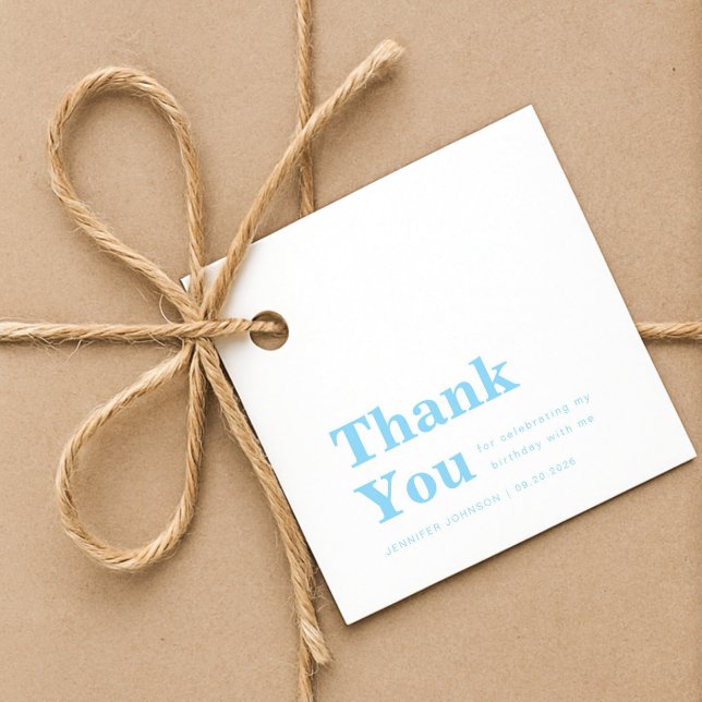 Modern Minimalist Blue Birthday  Geschenkanhänger (Modern Minimalist Blue Birthday Favor Tags)