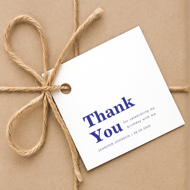 Modern Minimalist Blue Birthday  Geschenkanhänger (Modern Minimalist Blue Birthday Favor Tags)