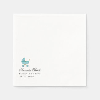 Modern & Minimalist Blue Stroller Baby Shower Serviette
