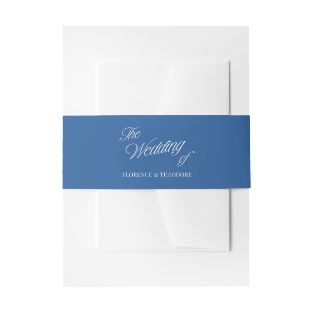 Modern Minimalist Blue & White Wedding Einladungsbanderole (Vorderseite Beispiel)
