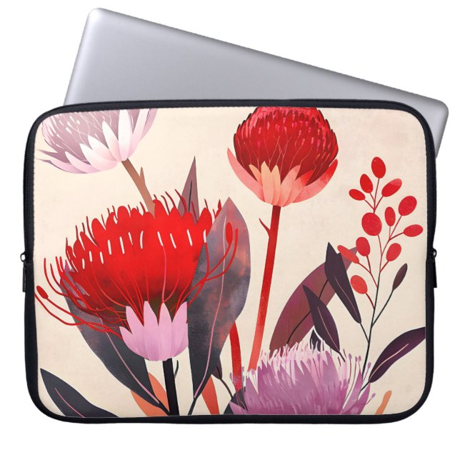 Modern Minimalist Boho Floral Botanical Laptopschutzhülle (Vorderseite)