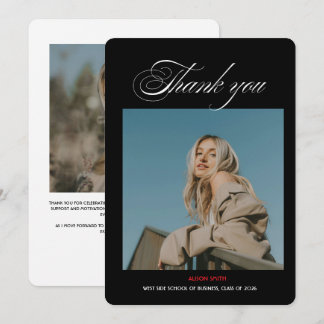 Modern minimalist bold black typography grad 2026  dankeskarte