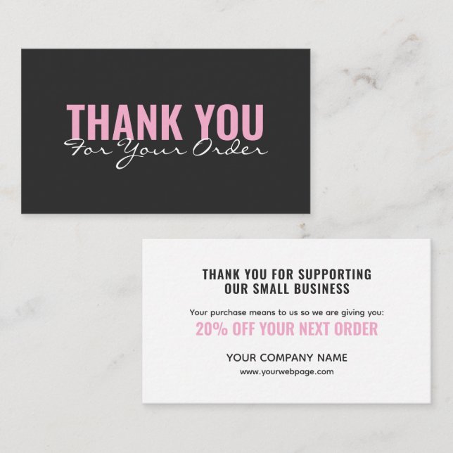 Modern minimalist bold Thank You card Visitenkarte (Vorne/Hinten)