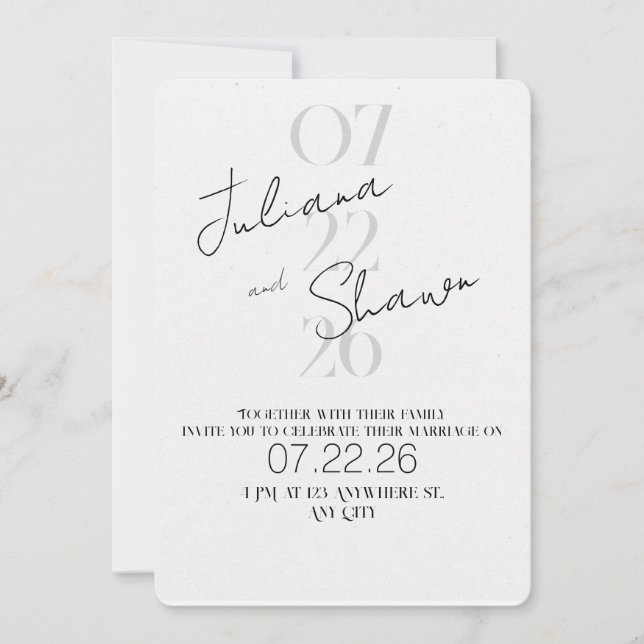 Modern Minimalist Bold Typography Wedding  Einladung (Vorderseite)
