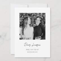 Modern Minimalist Bridesmaid Proposal Photo Card