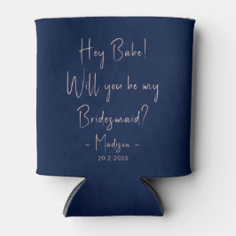 Modern Minimalist Bridesmaid Proposal Script Navy  Dosenkühler