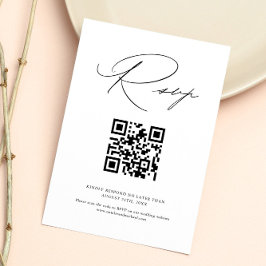 Modern Minimalist Calligraphy QR Code Wedding RSVP Karte