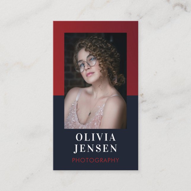 Modern Minimalist Calligraphy Script Fotograf Visitenkarte (Vorderseite)