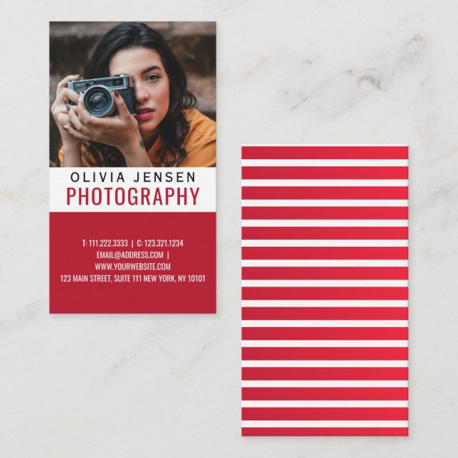 Modern Minimalist Calligraphy Script Fotograf Visitenkarte (Vorne/Hinten)