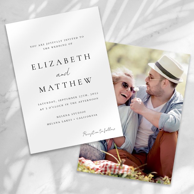 Modern Minimalist Calligraphy Script Photo Wedding Einladung (Von Creator hochgeladen)