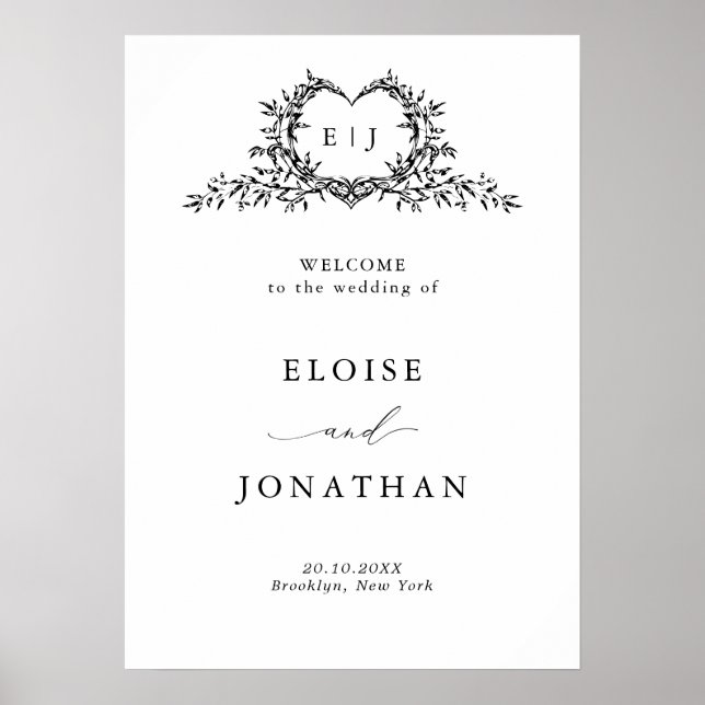 Modern Minimalist Calligraphy Wedding Welcome Poster (Vorne)