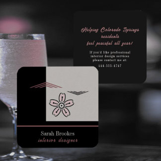 Modern Minimalist Cherry Blossom Business Card Quadratische Visitenkarte