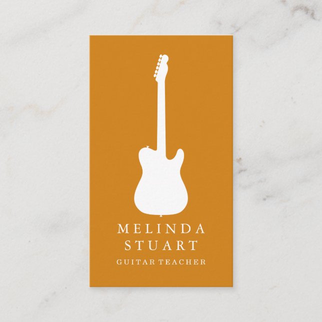 Modern Minimalist Chic Musician Guitar Teacher Visitenkarte (Vorderseite)