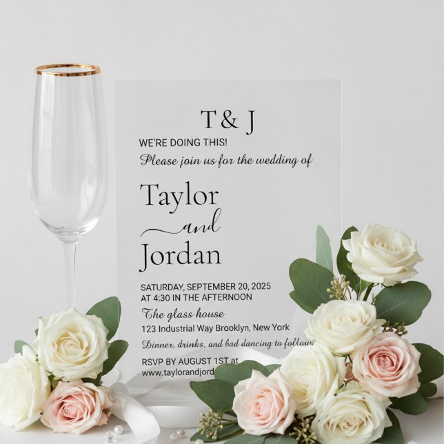 Modern Minimalist Clear Acrylic Wedding Invitation (Créateur téléchargé)