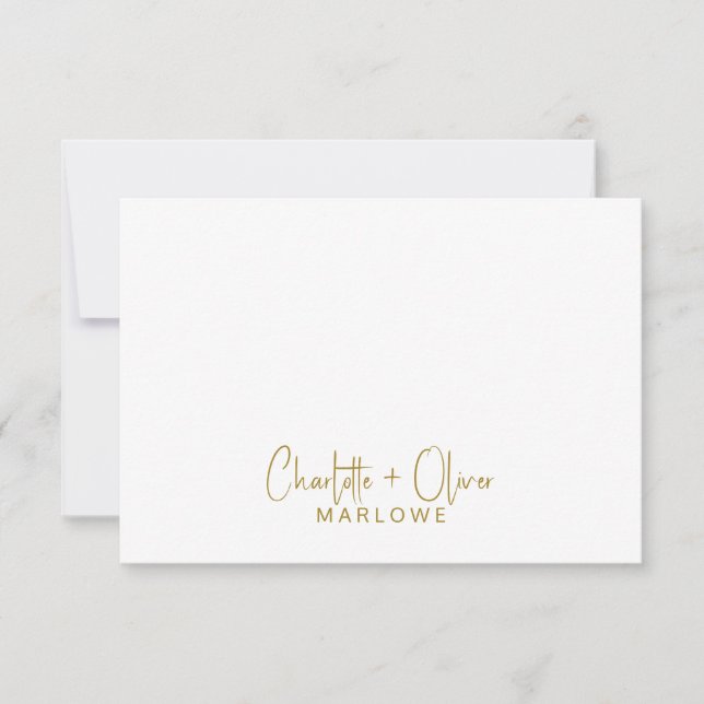 Modern Minimalist Couple Name Handwritten Monogram Mitteilungskarte (Vorderseite)