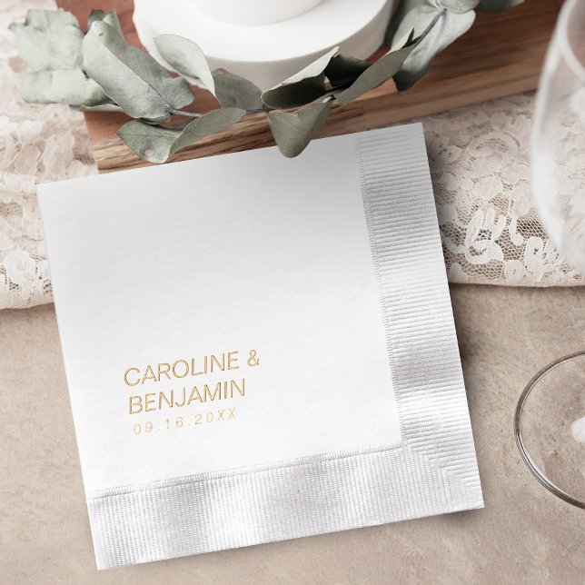 modern minimalist couples name wedding servietten mit folie (modern minimalist couples name wedding foil napkins)