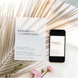 Modern Minimalist Cream & Black Script Wedding Einladung