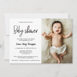 Modern Minimalist Custom Photo Baby Shower Einladung