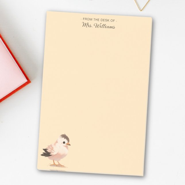Modern Minimalist Cute Bird Monogram Script gelb Post-it Klebezettel (Von Creator hochgeladen)