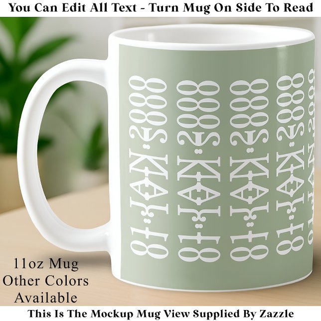 Modern Minimalist Date Hidden Message Custom Green Kaffeetasse (Von Creator hochgeladen)