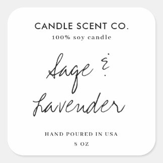 Modern Minimalist Editable Candle Label Template Quadratischer Aufkleber
