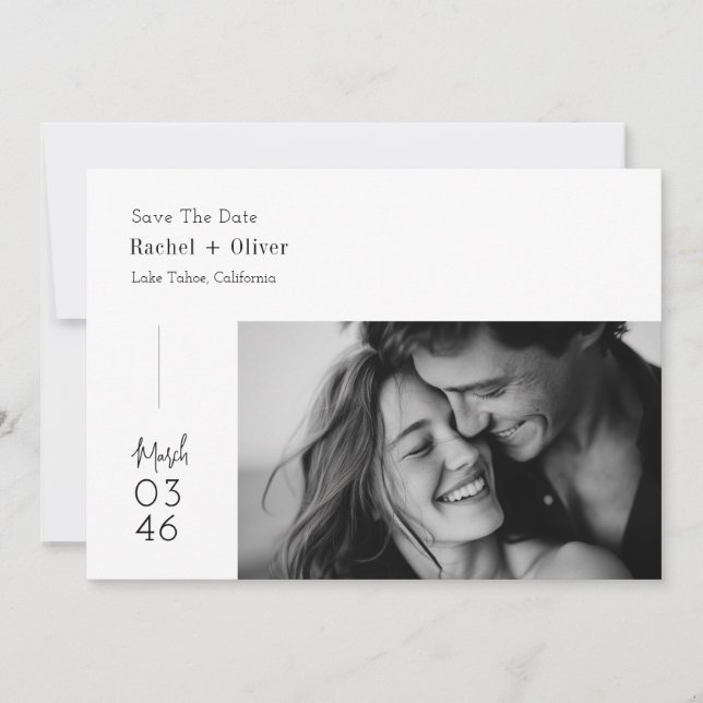 Modern Minimalist Editorial Photo Save the Date (Devant)