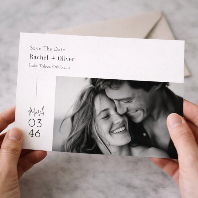 Modern Minimalist Editorial Photo Save the Date (Von Creator hochgeladen)