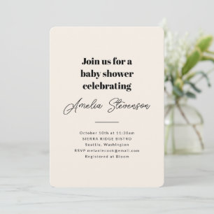 Modern minimalist einfache Babyparty Elfenbein Einladung