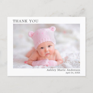 Modern minimalist einfacher Dankeschön neue Babys Postkarte