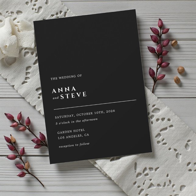 Modern Minimalist Elegant Black White Wedding Einladung (Modern Minimalist Elegant Black White Wedding Invitation)