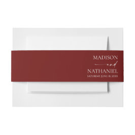 Modern Minimalist Elegant Burgundy Wedding Einladungsbanderole