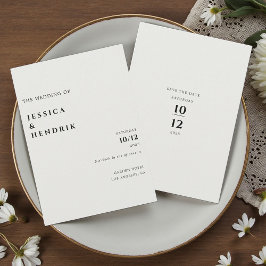 Modern Minimalist Elegant Ivory Wedding Einladung