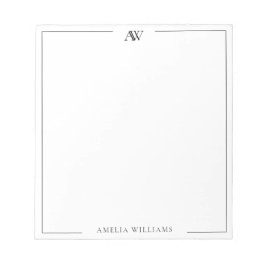Modern Minimalist Elegant Monogram Notizblock