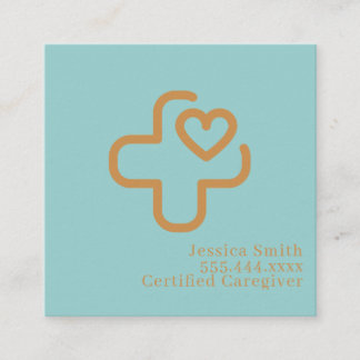 Modern Minimalist Elegant Professional Caregiver Quadratische Visitenkarte