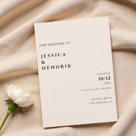 Modern Minimalist Elegant Simple Cream Wedding Einladung