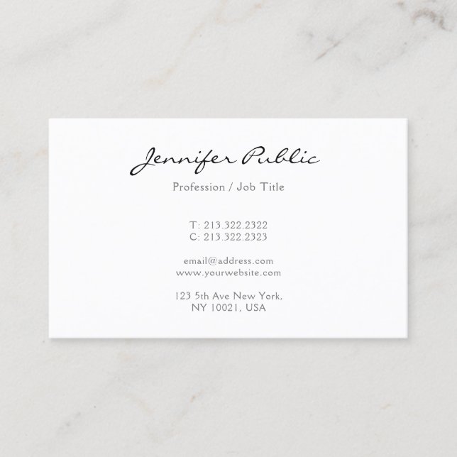 Modern Minimalist Elegant Trendy Calligraphy Name Visitenkarte (Vorderseite)