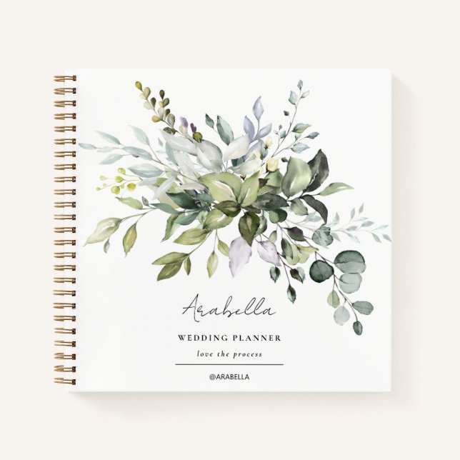 Modern Minimalist Eucalyptus Wedding Planner Notizbuch (Vorderseite)
