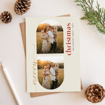 Modern Minimalist Family Christmas Arched 3 Photo