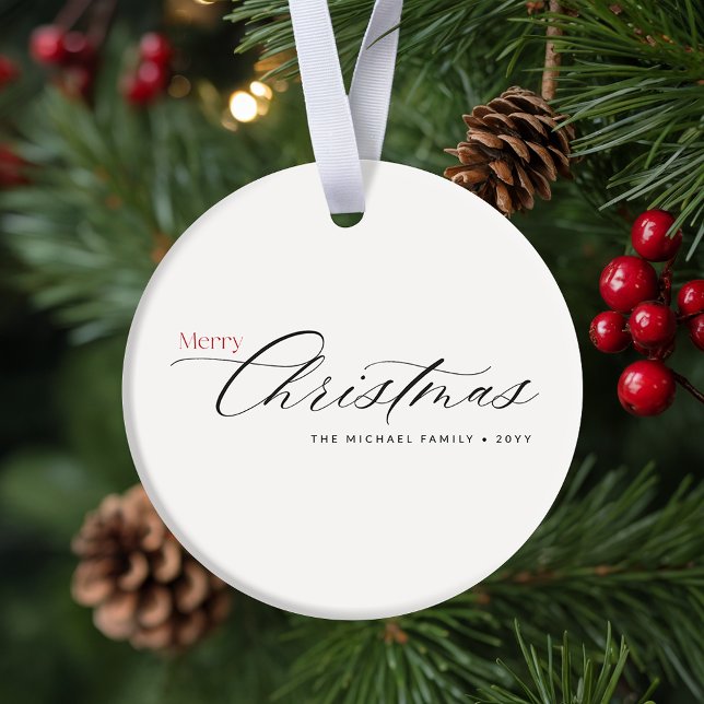 Modern Minimalist Family of Four Photo Christmas Keramik Ornament (Von Creator hochgeladen)