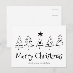 Modern minimalist frohe Weihnachten Schwarz & Weiß