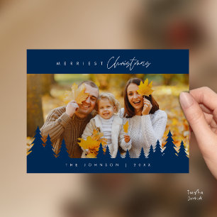 Modern minimalist, fröhlichster Weihnachtsfamilien Postkarte
