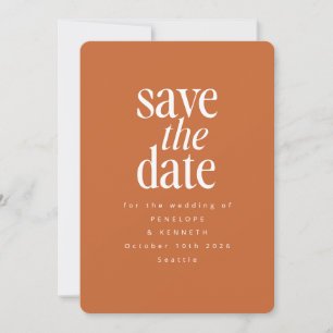 Modern minimalist gebranntes Orange-Rost einfach e Save The Date