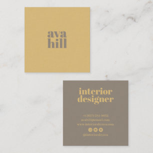 Modern minimalist gelb-braunes professionelles Log Quadratische Visitenkarte