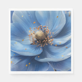 Modern Minimalist Gold and Blue Poppy  Serviette