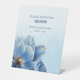 Modern Minimalist Gold and Blue Poppy  Sockelschild
