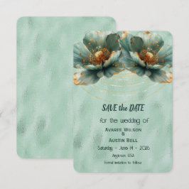 Modern Minimalist Gold and Emerald Wedding Save The Date