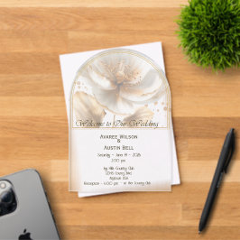 Modern Minimalist Gold and White Wedding Acryleinladungen