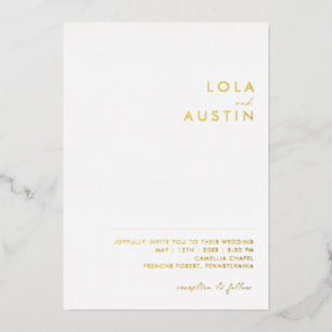 Modern Minimalist   Gold lockere Hochzeit Echt Folieneinladung